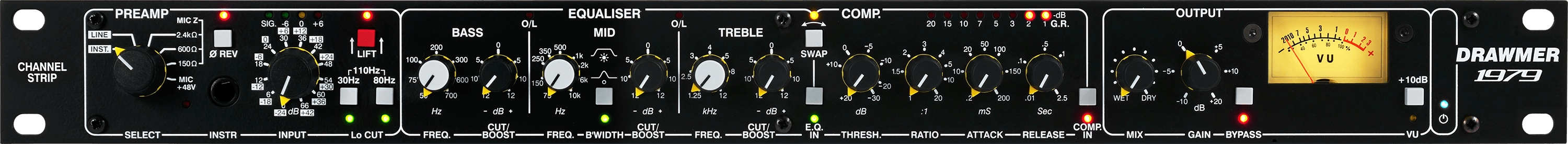 The 1979 front panel across the width of the page