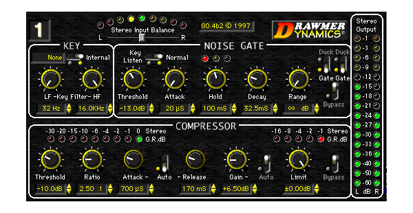 The Drawmer Dynamics for Pro Tools plugin Noise Gate