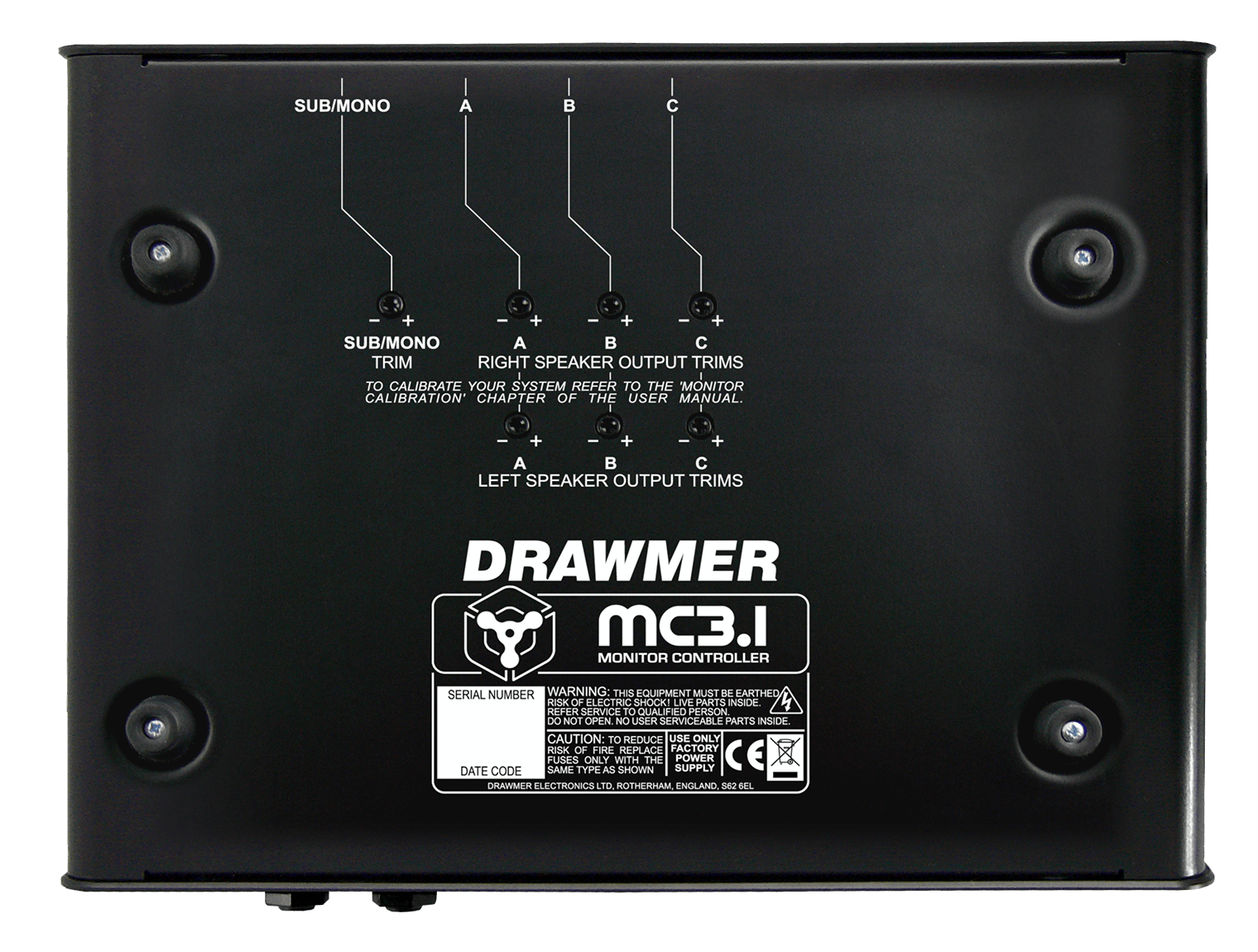 THe underside of the MC3.1 showing the speaker trims
