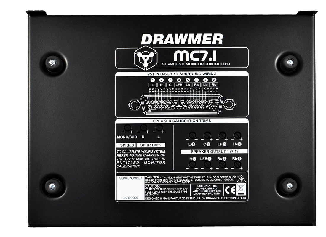 The underside of the MC7.1 showing the speaker trims
